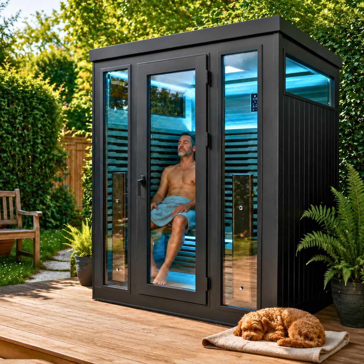 outdoor infrared sauna black.