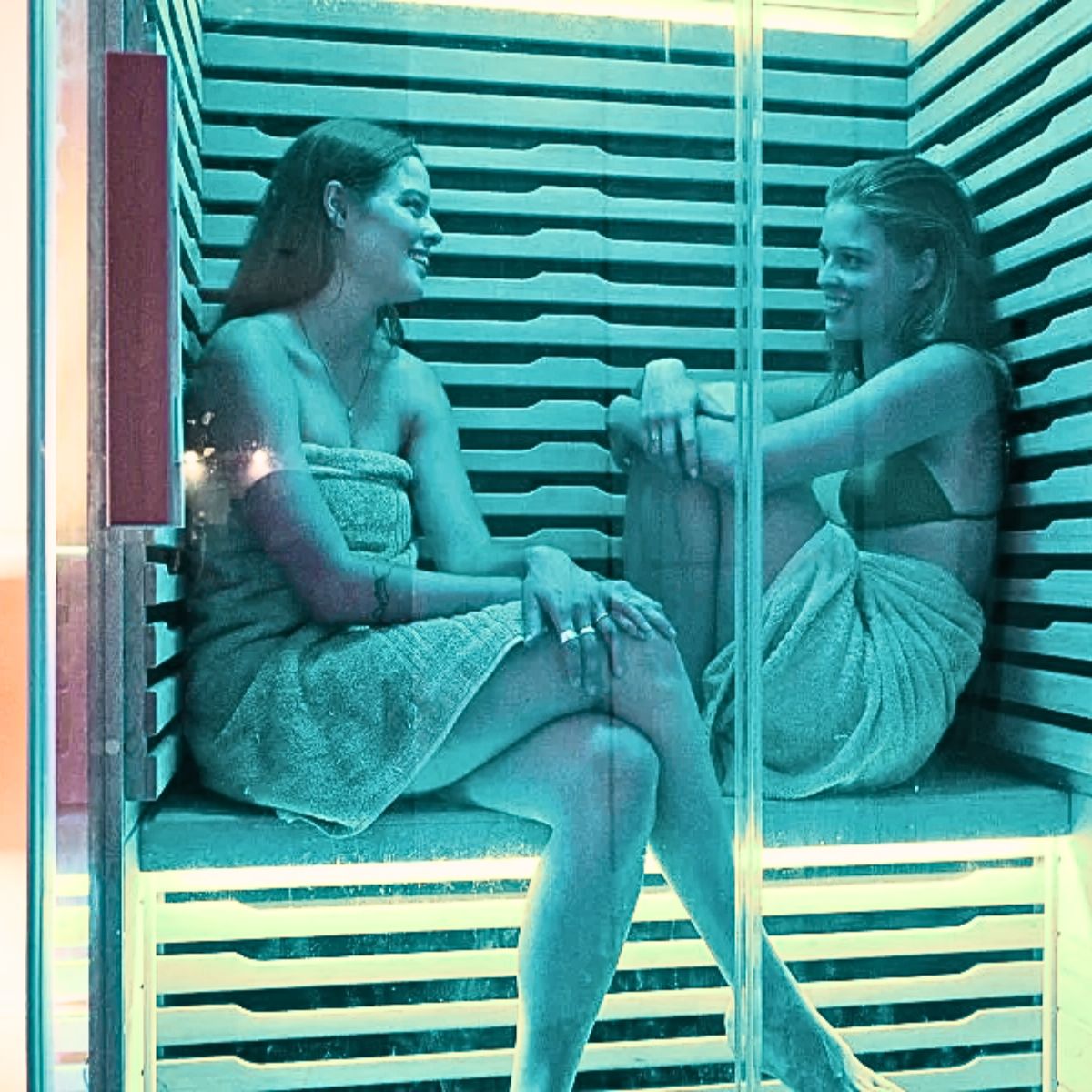 2 women in infrared sauna