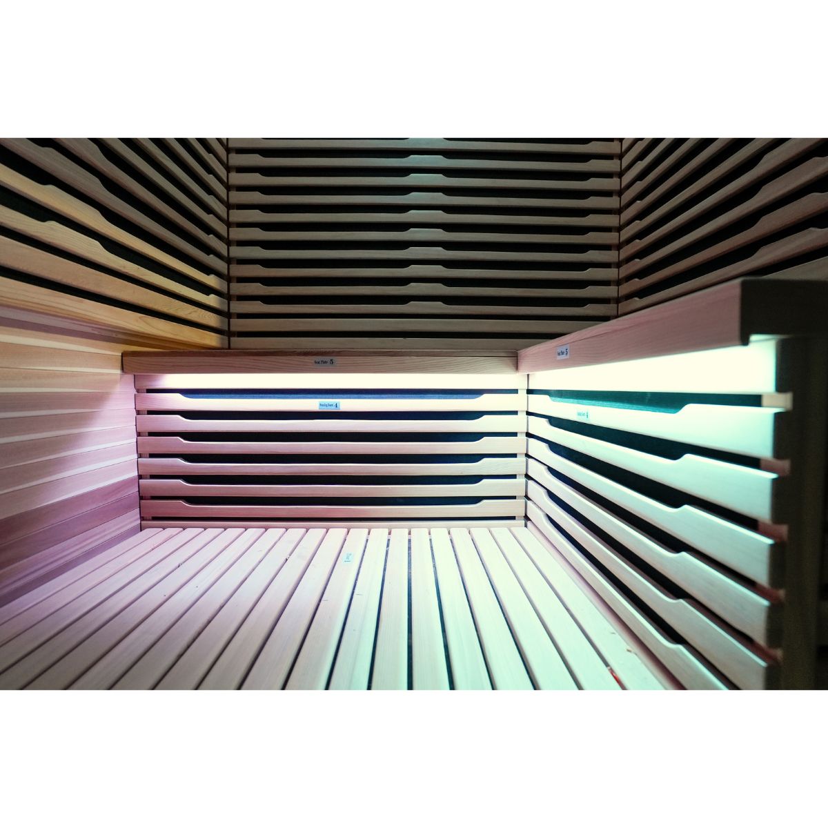 Cedar floor and under-bench heater