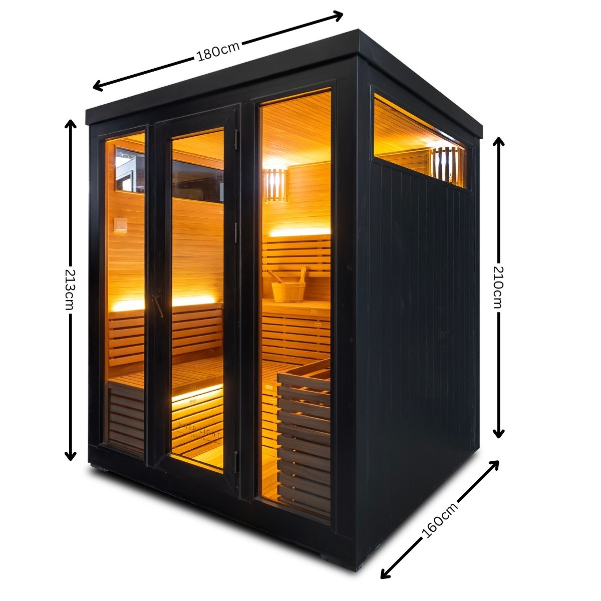 Demfin 6 Black Outdoor Traditional sauna dimensions