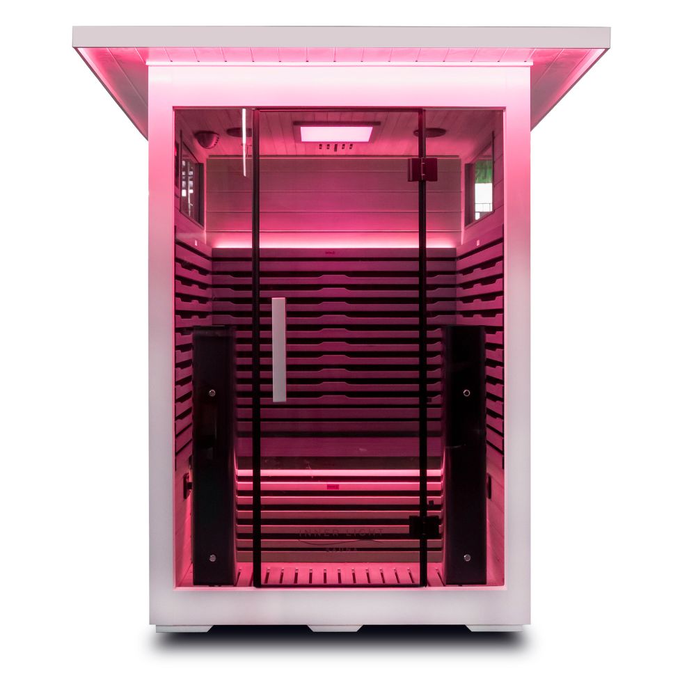 Front view, mood lighting in red