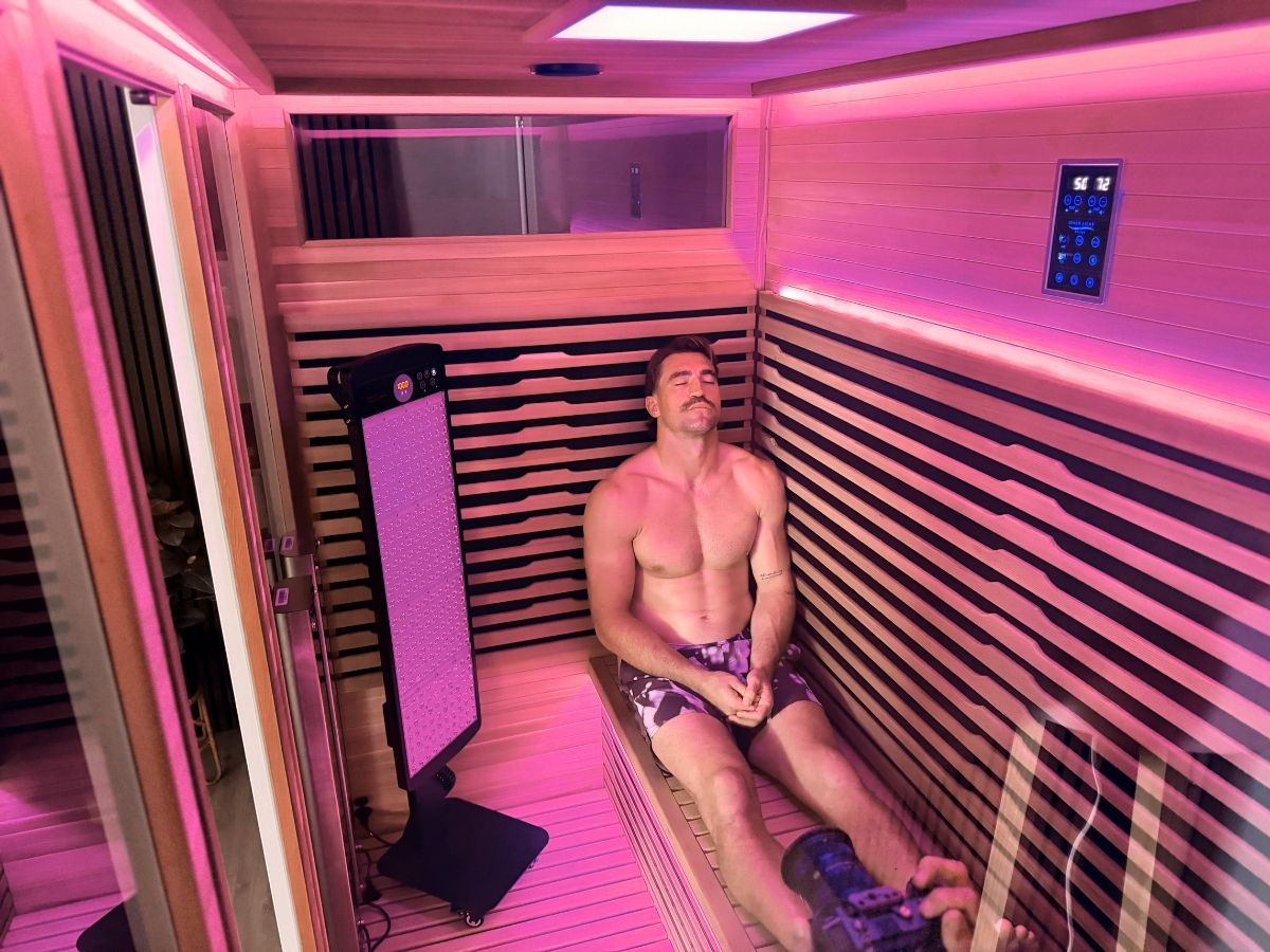 Inside, with colour mood lighting and the optional red light panel